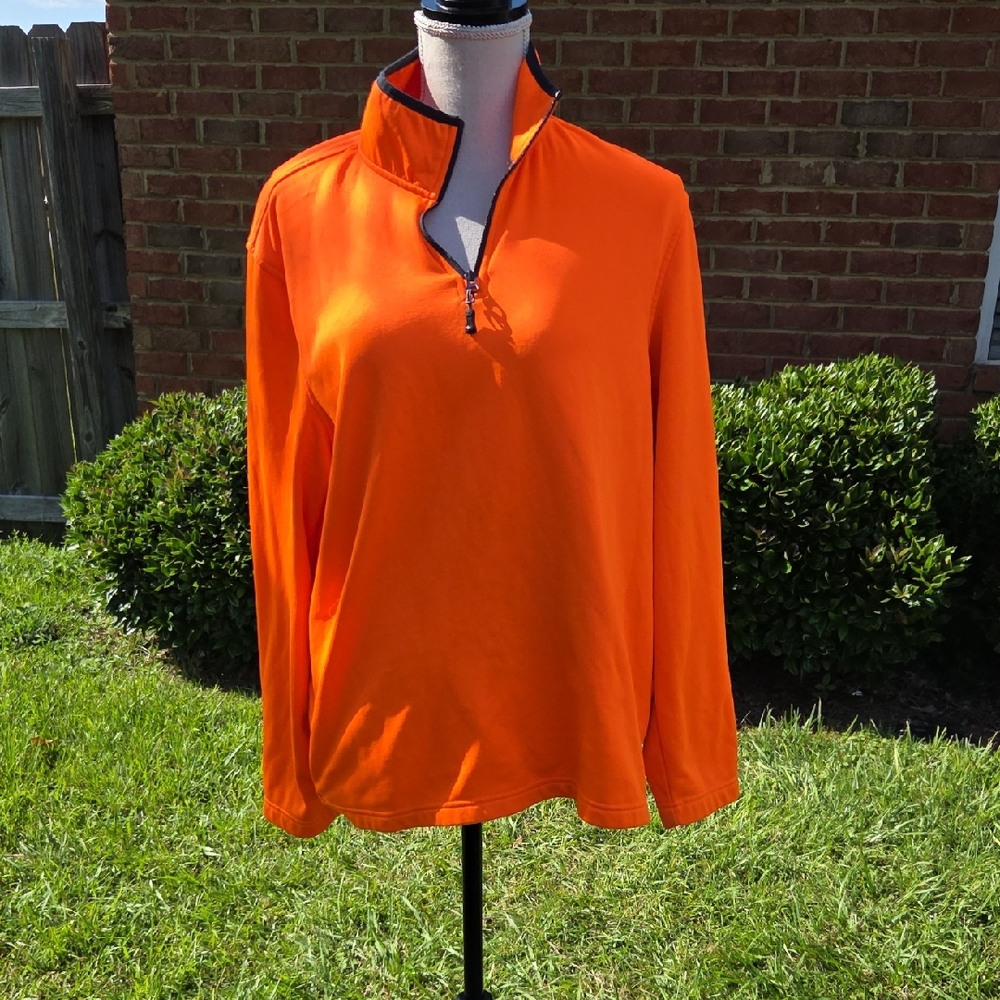 Neon Orange Half Zip Fleece Pullover Size M